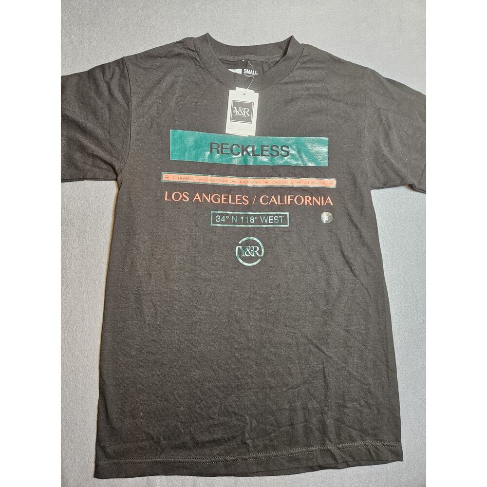 Young & Reckless Shirt Men’s Small Black Crewneck Short Sleeve Shirt Y&R